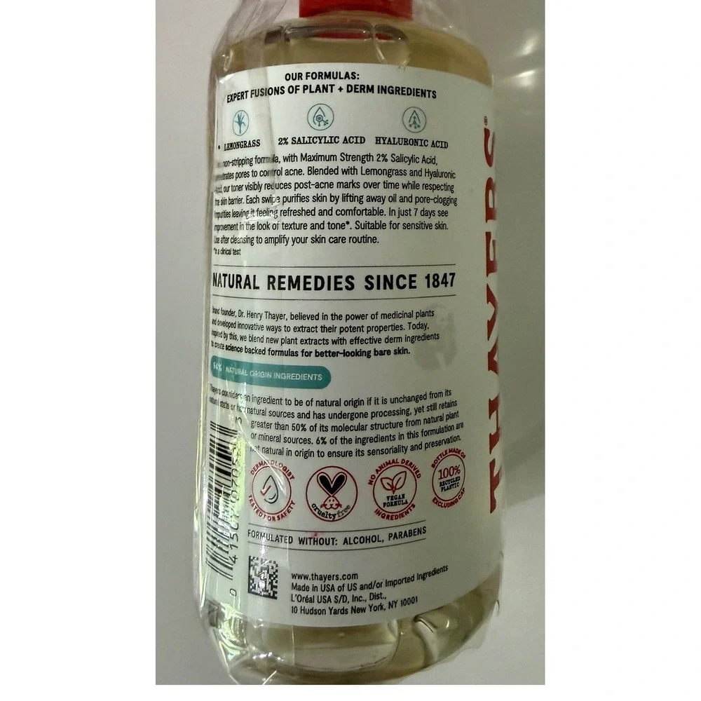 NEW Thayers Blemish Clearing 2% BHA Toner Salicylic Acid Acne Treatment 12 fl oz